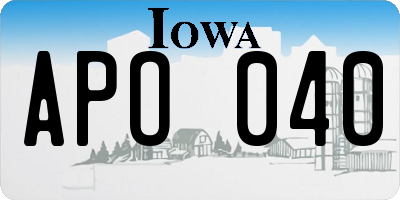 IA license plate APO040