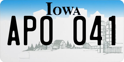 IA license plate APO041