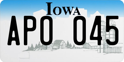 IA license plate APO045