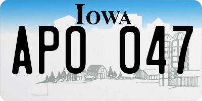 IA license plate APO047