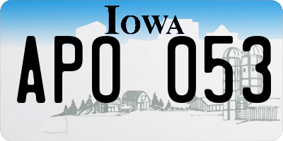 IA license plate APO053