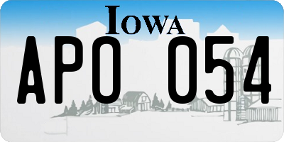 IA license plate APO054