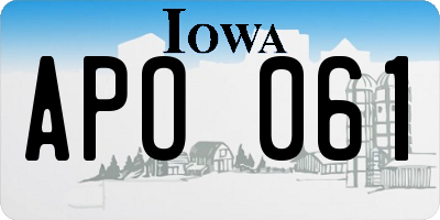 IA license plate APO061