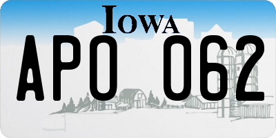 IA license plate APO062