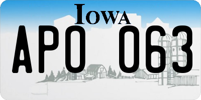 IA license plate APO063