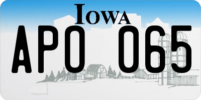 IA license plate APO065