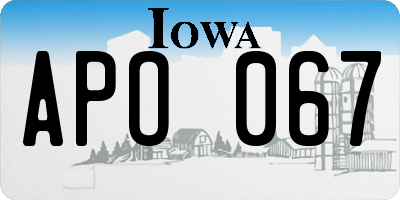 IA license plate APO067