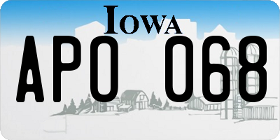 IA license plate APO068