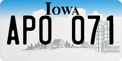 IA license plate APO071