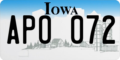 IA license plate APO072