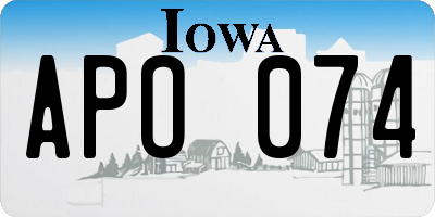 IA license plate APO074