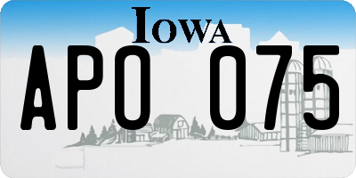 IA license plate APO075