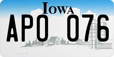 IA license plate APO076