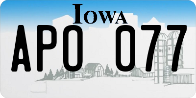 IA license plate APO077