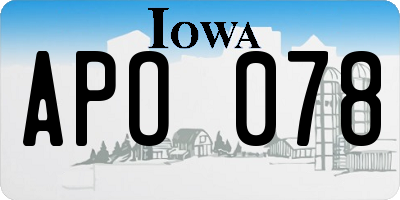 IA license plate APO078