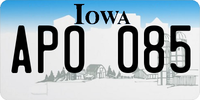 IA license plate APO085