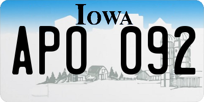 IA license plate APO092