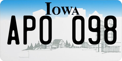 IA license plate APO098