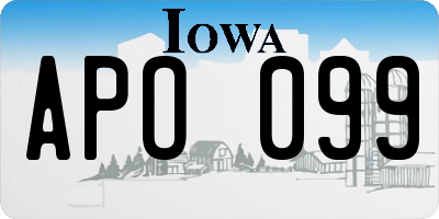 IA license plate APO099