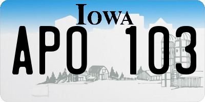 IA license plate APO103