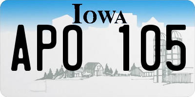 IA license plate APO105