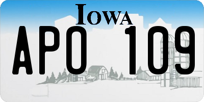 IA license plate APO109