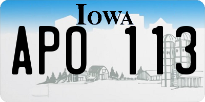 IA license plate APO113