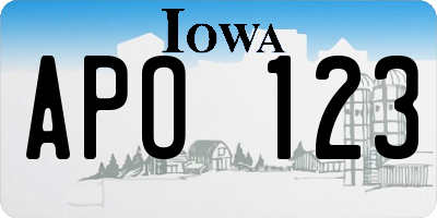 IA license plate APO123