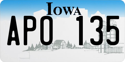 IA license plate APO135