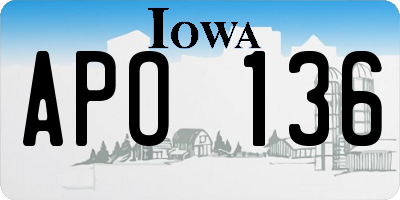 IA license plate APO136