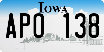 IA license plate APO138