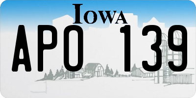 IA license plate APO139