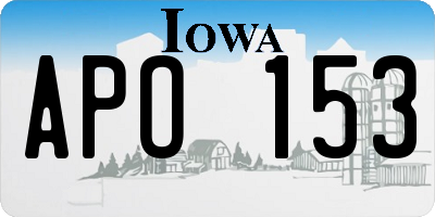 IA license plate APO153