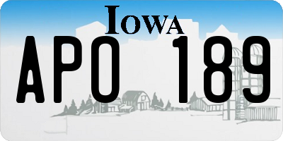 IA license plate APO189