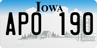 IA license plate APO190