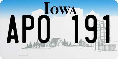 IA license plate APO191