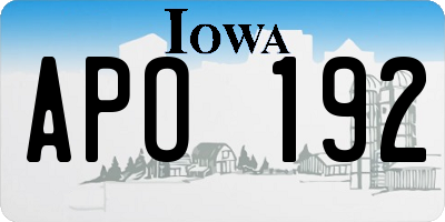 IA license plate APO192