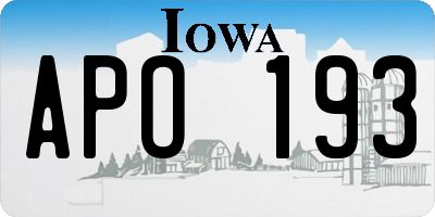 IA license plate APO193