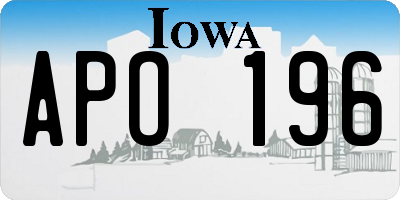 IA license plate APO196