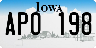 IA license plate APO198