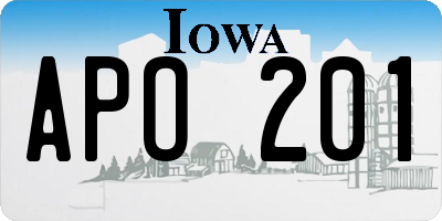 IA license plate APO201