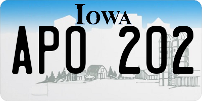 IA license plate APO202