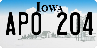 IA license plate APO204