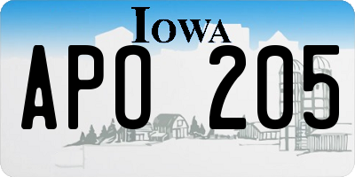 IA license plate APO205