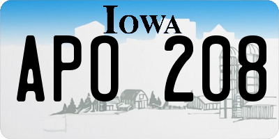 IA license plate APO208