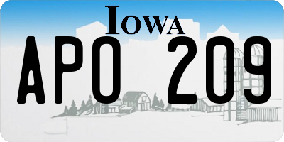 IA license plate APO209