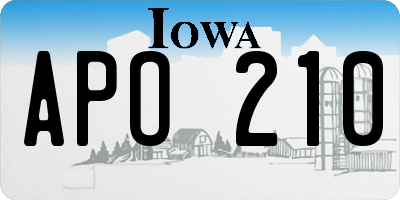 IA license plate APO210