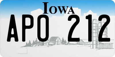 IA license plate APO212