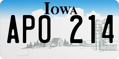 IA license plate APO214