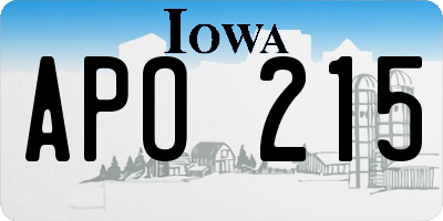 IA license plate APO215